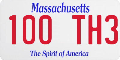 MA license plate 100TH3