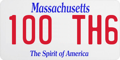 MA license plate 100TH6