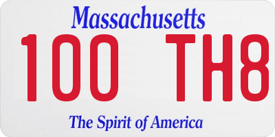 MA license plate 100TH8