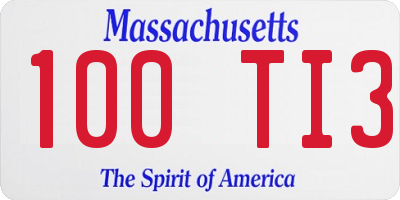 MA license plate 100TI3