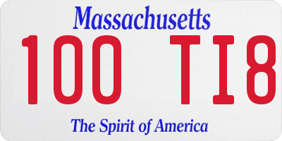 MA license plate 100TI8