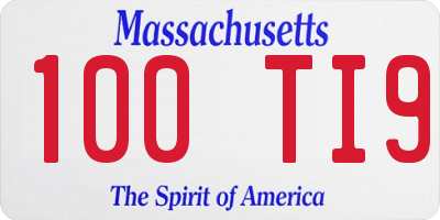 MA license plate 100TI9