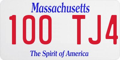 MA license plate 100TJ4