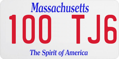 MA license plate 100TJ6