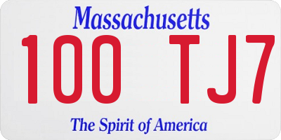 MA license plate 100TJ7