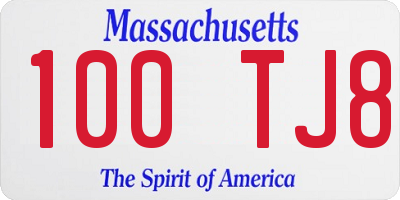 MA license plate 100TJ8