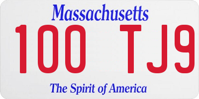 MA license plate 100TJ9