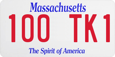 MA license plate 100TK1