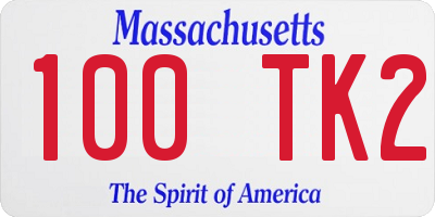 MA license plate 100TK2