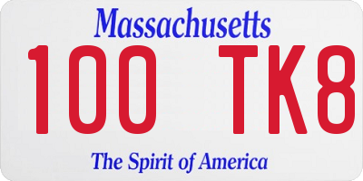 MA license plate 100TK8