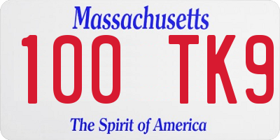 MA license plate 100TK9