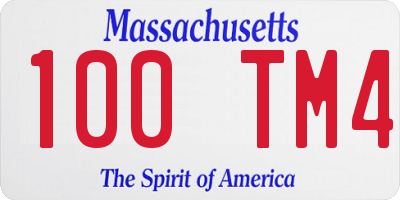 MA license plate 100TM4