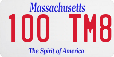 MA license plate 100TM8