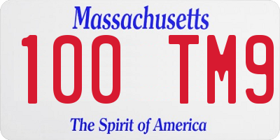 MA license plate 100TM9