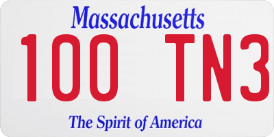 MA license plate 100TN3