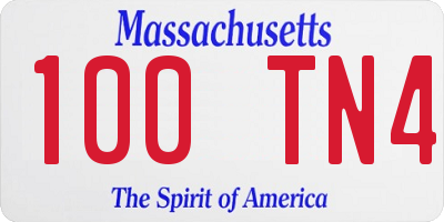 MA license plate 100TN4