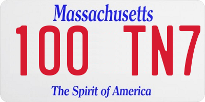 MA license plate 100TN7