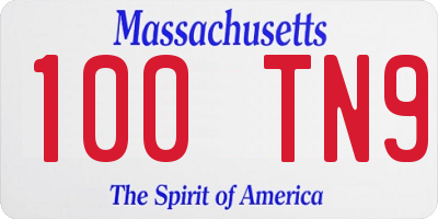 MA license plate 100TN9