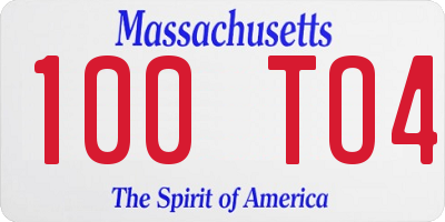 MA license plate 100TO4