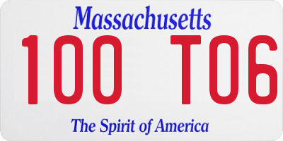 MA license plate 100TO6