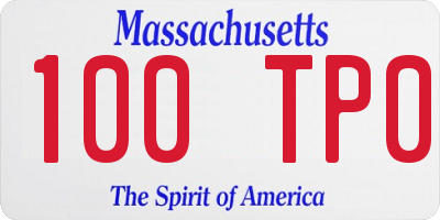 MA license plate 100TP0