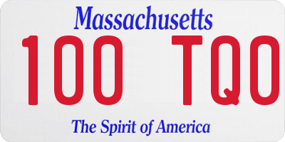 MA license plate 100TQ0