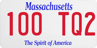 MA license plate 100TQ2