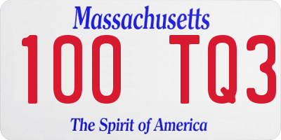 MA license plate 100TQ3
