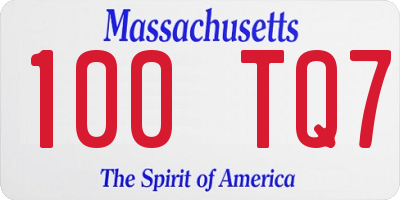 MA license plate 100TQ7
