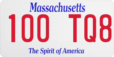 MA license plate 100TQ8