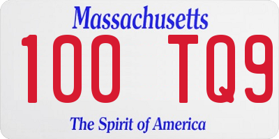 MA license plate 100TQ9