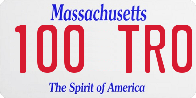 MA license plate 100TR0