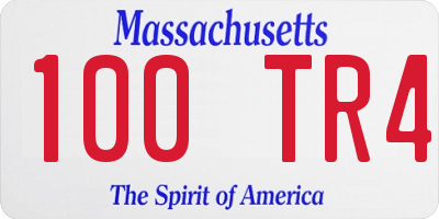 MA license plate 100TR4