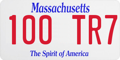 MA license plate 100TR7