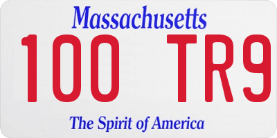 MA license plate 100TR9