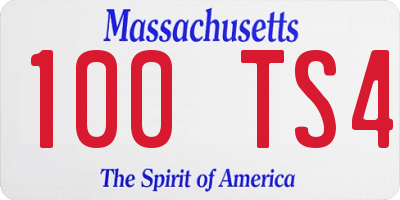 MA license plate 100TS4