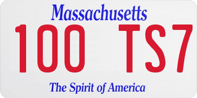 MA license plate 100TS7