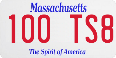 MA license plate 100TS8