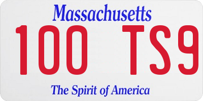 MA license plate 100TS9