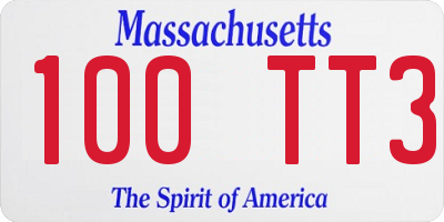 MA license plate 100TT3