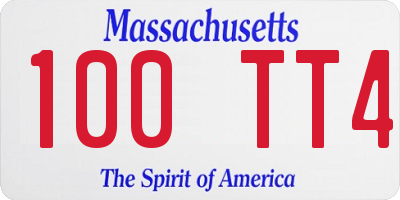 MA license plate 100TT4