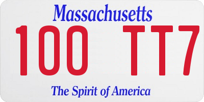 MA license plate 100TT7