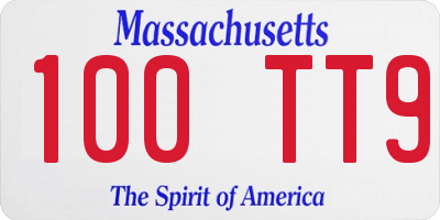 MA license plate 100TT9