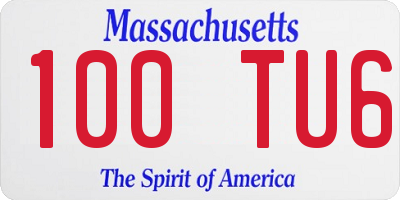 MA license plate 100TU6