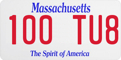MA license plate 100TU8