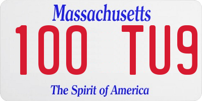 MA license plate 100TU9