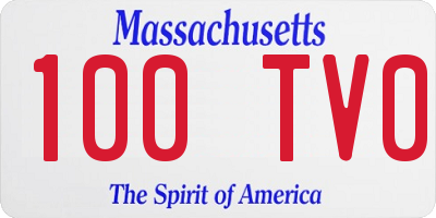 MA license plate 100TV0