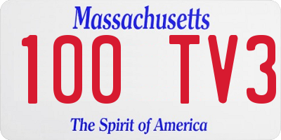 MA license plate 100TV3