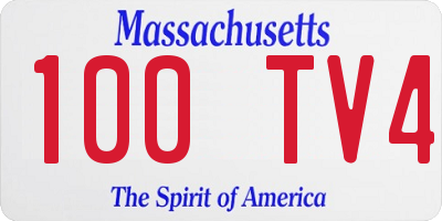 MA license plate 100TV4