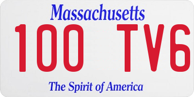 MA license plate 100TV6